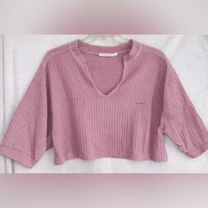Lush Mauve Waffle Knit Top | New w/o Tag | Size M